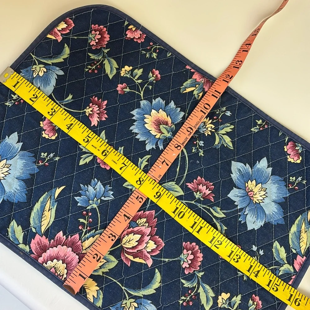 Set of 10 Quilted Fabric Blue Floral Placemats W/ Matching NeverUsed Napkins